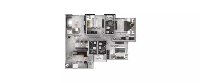 The Exclusif Selection Wadala - Floor plan 3 BHK 965 Sq.ft