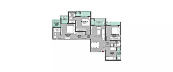 Godrej Parkridge Manjri - Floor plan 3 BHK 854 Sq.ft