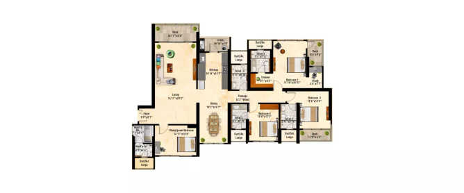 SNN Clermont Hebbal - Floor plan 4 BHK 3335 Sq.ft