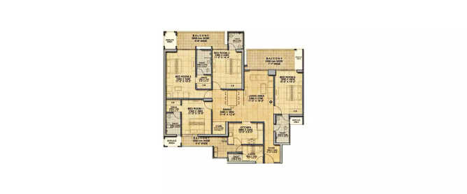 Gaur Saundaryam Techzone IV Greater Noida W - Floor plan 4 BHK 1615 Sq.ft