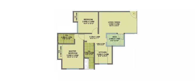 Puraniks Tokyo Bay Ghodbunder Road - Floor plan 2 BHK 673 Sq.ft