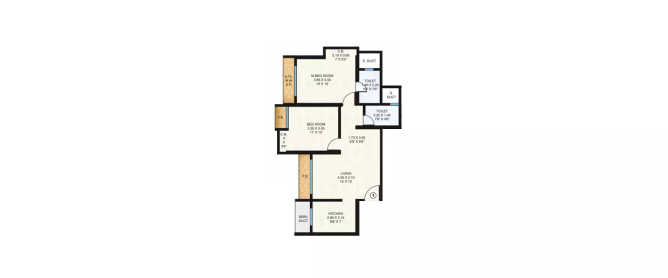 Unnathi Woods Supreme Ghodbunder Road - Floor plan 2 BHK 645 Sq.ft