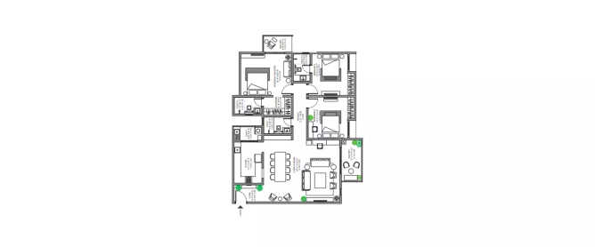 Marq 2.0 Whitefield - Floor plan 3 BHK 1357 Sq.ft