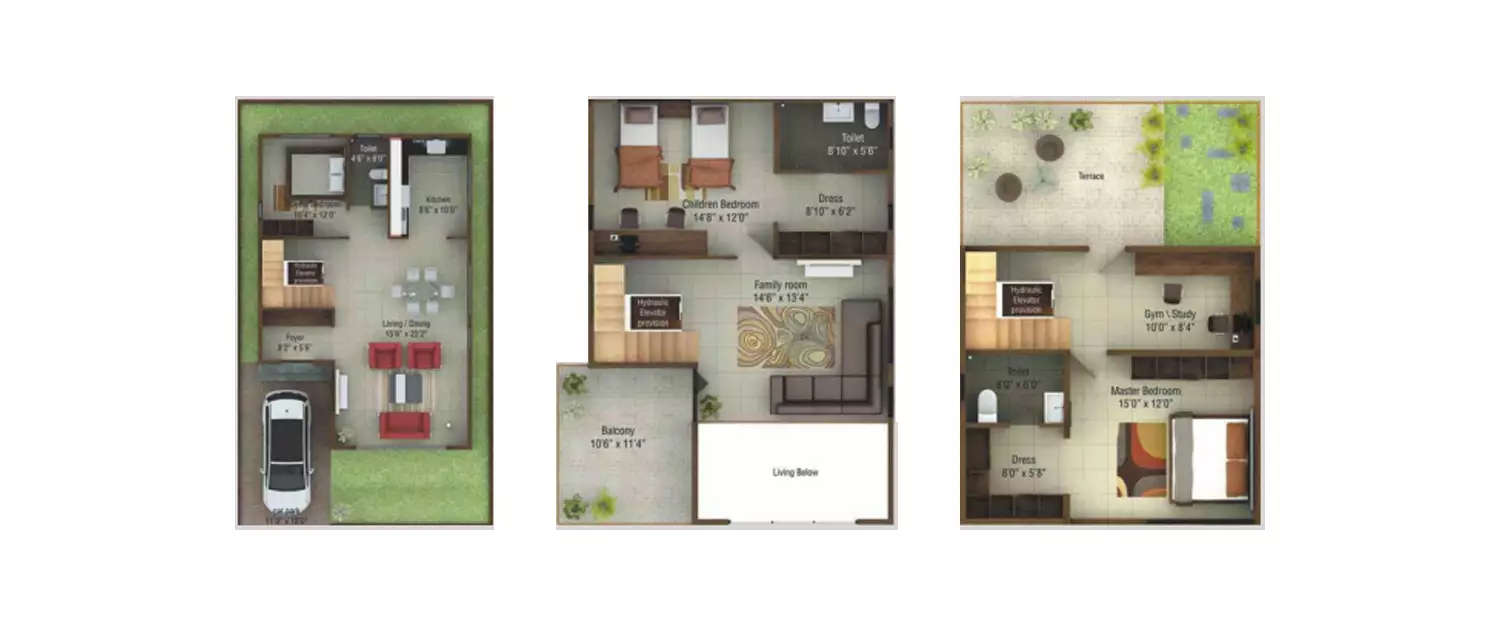 Floor plan for 3 BHK