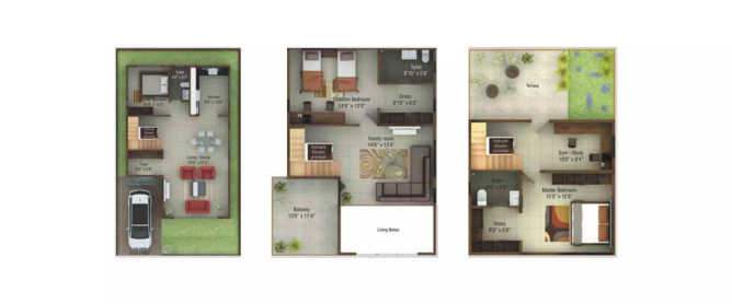 Concorde Cuppertino Electronic City - Floor plan 3 BHK 2125 Sq.ft