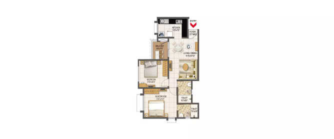 Prestige CHS Pimpri Chinchwad - Floor plan 2 BHK 924 Sq.ft