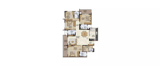 Prestige Brooklyn Heights JP Nagar - Floor plan 4 BHK 2615 Sq.ft