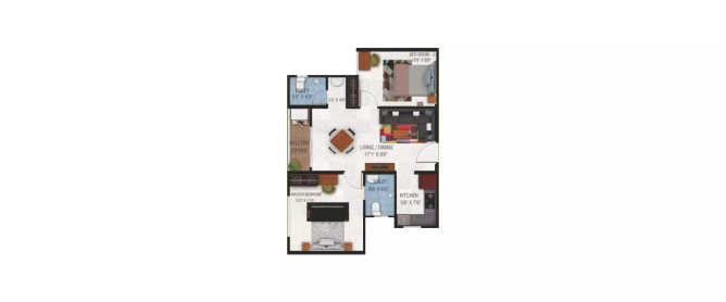 Codename Gold Standard Siruseri - Floor plan 2 BHK 764 Sq.ft