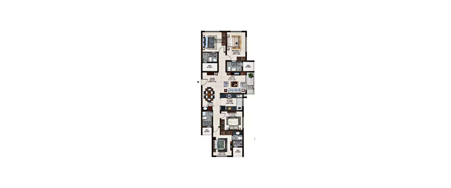 Floor plan for 4 BHK