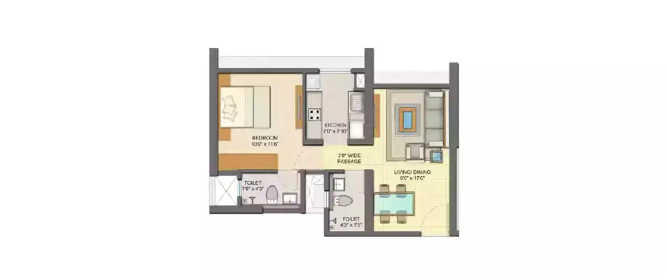 Runwal Forest Lily Kanjurmarg - Floor plan 1 BHK 430 Sq.ft