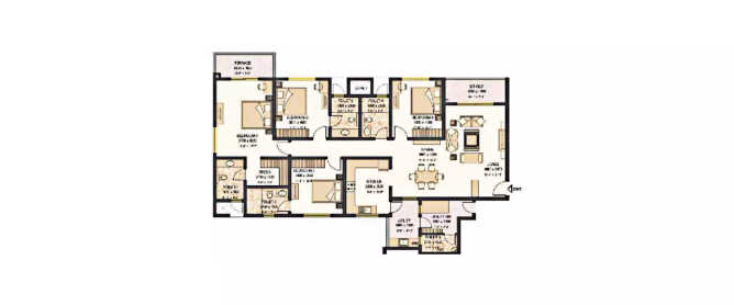 Sobha Garnet Kondhwa - Floor plan 4 BHK 2540 Sq.ft