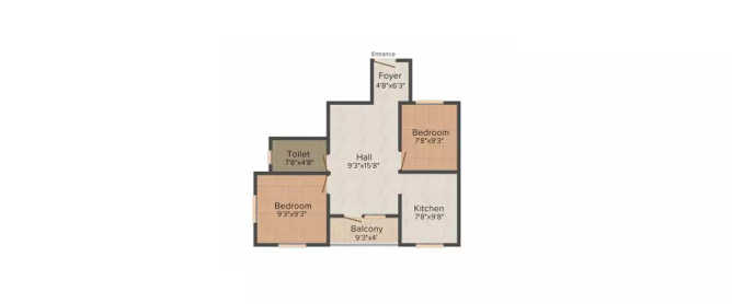 TVH Svaya Sriperumbudur - Floor plan 2 BHK 645 Sq.ft
