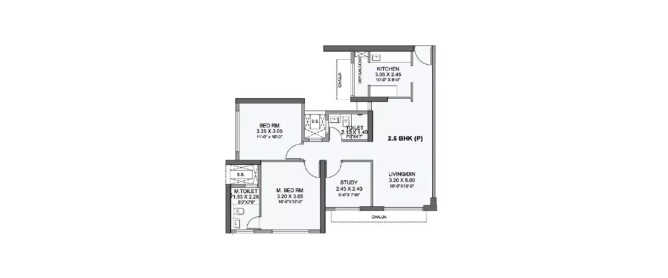 Wadhwa Azure Mulund - Floor plan 2 BHK 680 Sq.ft