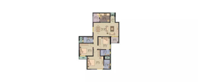 Sobha Forest View Lingadeeranahalli - Floor plan 3 BHK 1516 Sq.ft