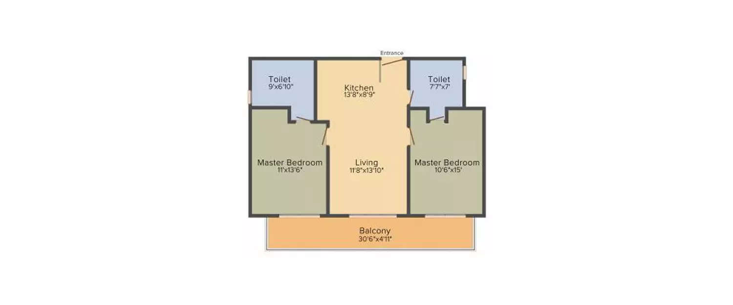 Floor plan for 2 BHK
