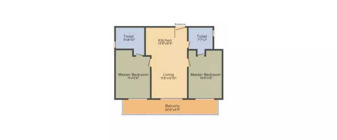Godrej The Suites Sector 27 Greater Noida W - Floor plan 2 BHK 1450 Sq.ft