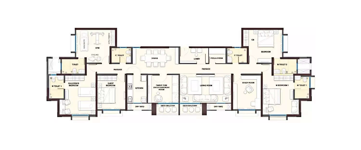 Floor plan for 4 BHK