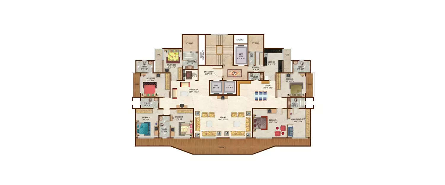 Floor plan for 6 BHK