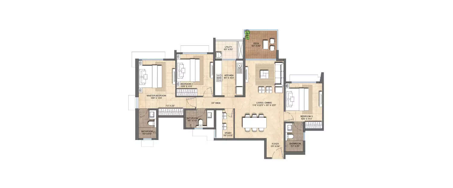 Floor plan for 3.5 BHK