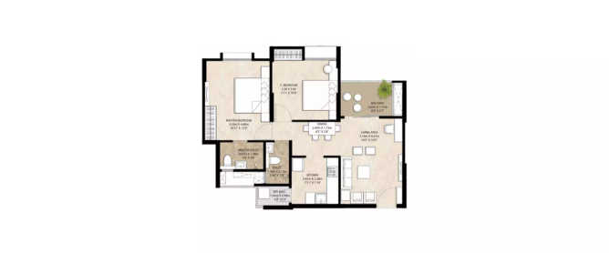 Mahindra Happinest Tathawade Tathawade - Floor plan 2 BHK 702 Sq.ft