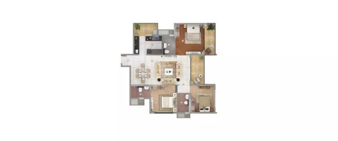 Shapoorji Joyville Hadapsar Annexe Hadapsar - Floor plan 3 BHK 973 Sq.ft