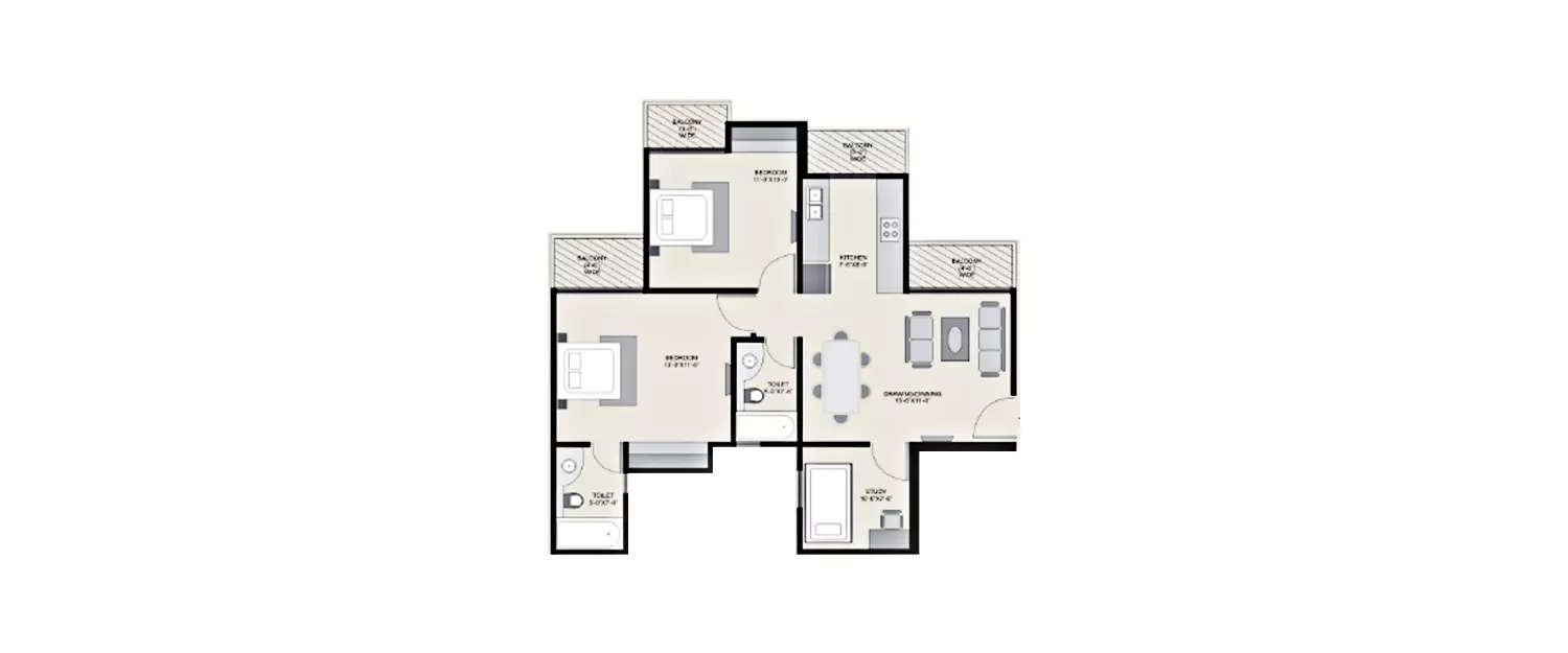 Floor plan for 2.5 BHK