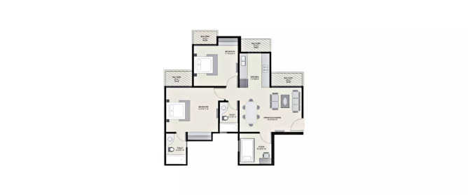 Ajnara Homes121 Sector 16B Greater Noida W - Floor plan 2.5 BHK 1090 Sq.ft
