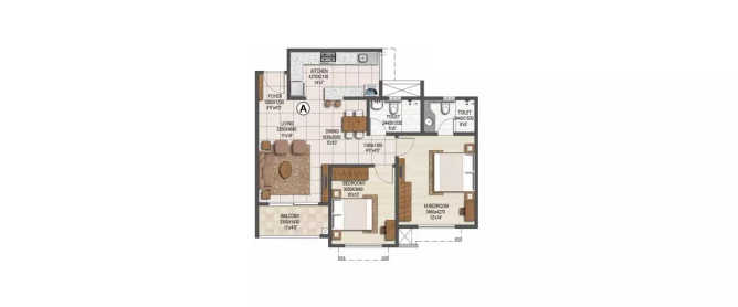 Brigade Buena Vista Devanahalli - Floor plan 2 BHK 777 Sq.ft