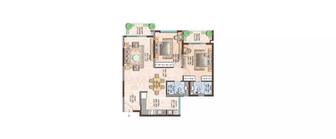 Brigade Omega Uttarahalli - Floor plan 2 BHK 1370 Sq.ft