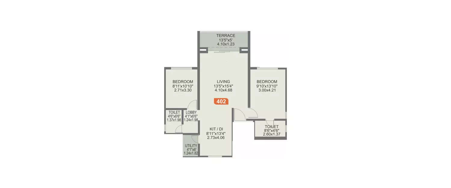 Floor plan for 2 BHK