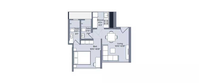 Marathon Nexworld Dombivali - Floor plan 1 BHK 337 Sq.ft