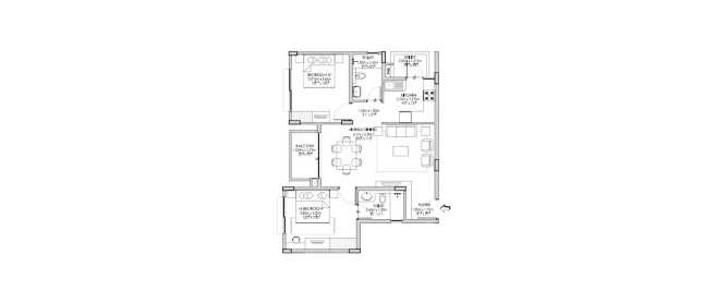 Godrej Eternity Mallasandra - Floor plan 2 BHK 733 Sq.ft