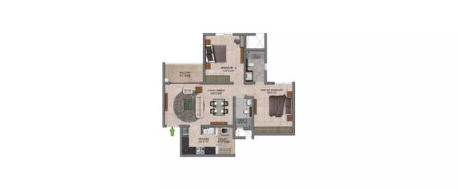 Prestige Jindal City Bagalakunte - Floor plan 2 BHK 637 Sq.ft