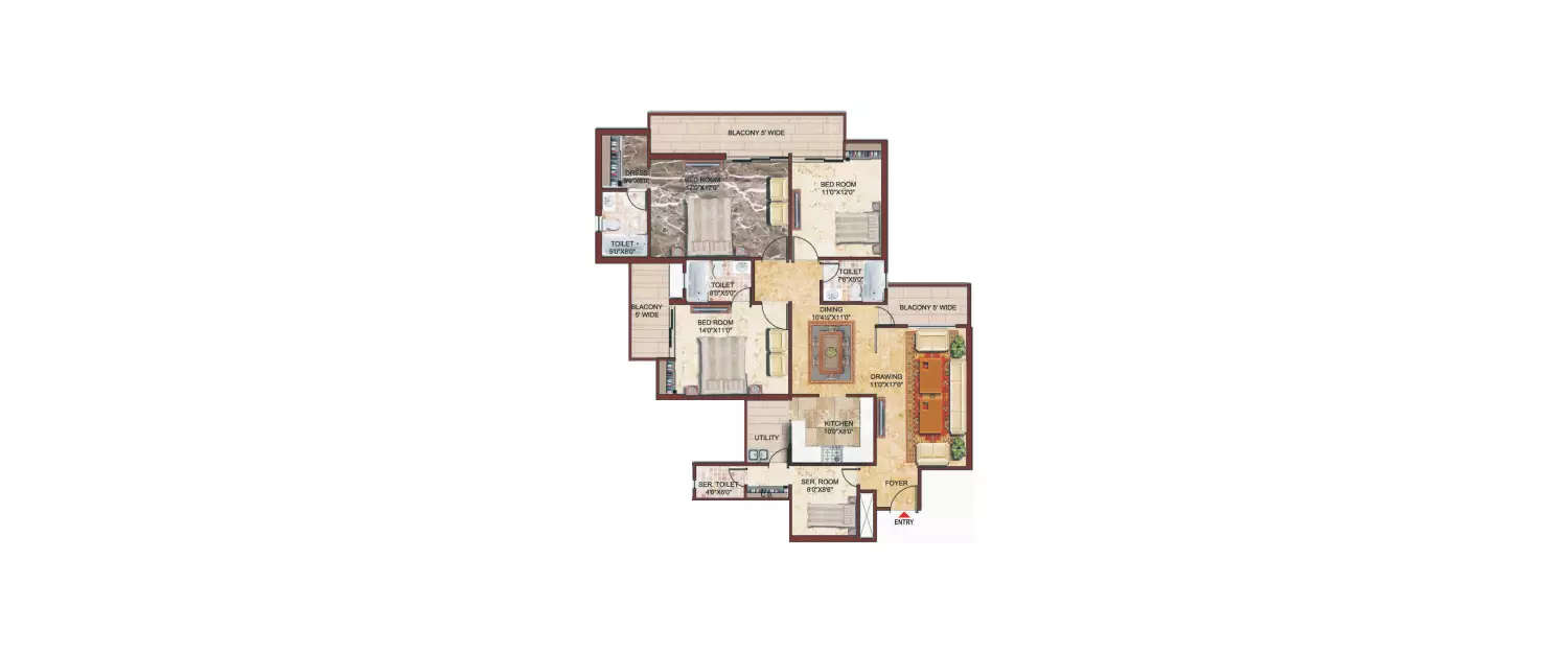 Floor plan for 3.5 BHK
