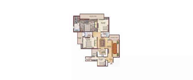 Amrapali Crystal Homes Sector 76 - Floor plan 3.5 BHK 2140 Sq.ft
