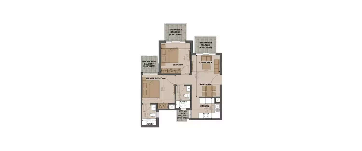 Floor plan for 2 BHK