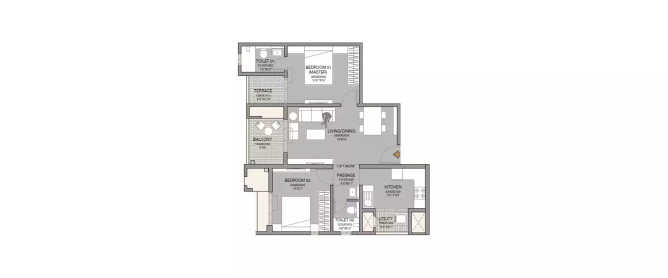Godrej Hill Kalyan - Floor plan 2 BHK 875 Sq.ft