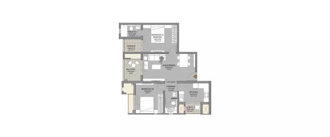 Godrej Hill Retreat Mahalunge - Floor plan 2 BHK 750 Sq.ft