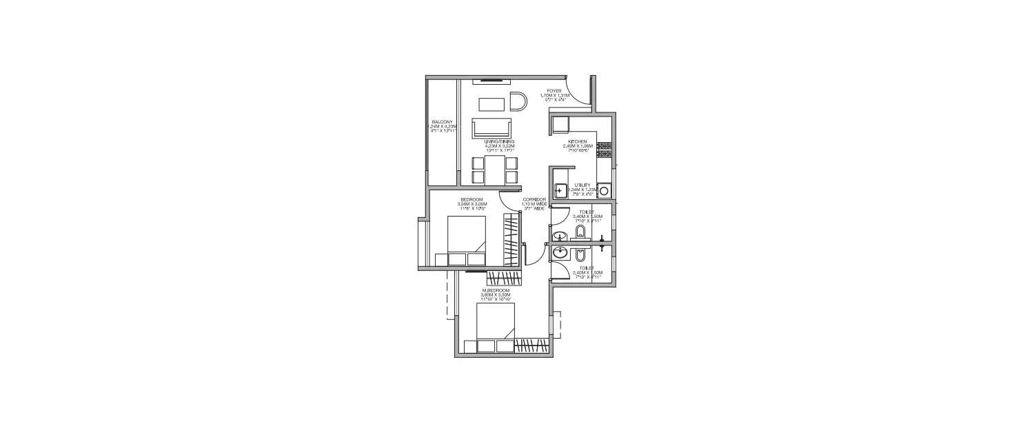 2 BHK Apartment 673 Sq.ft