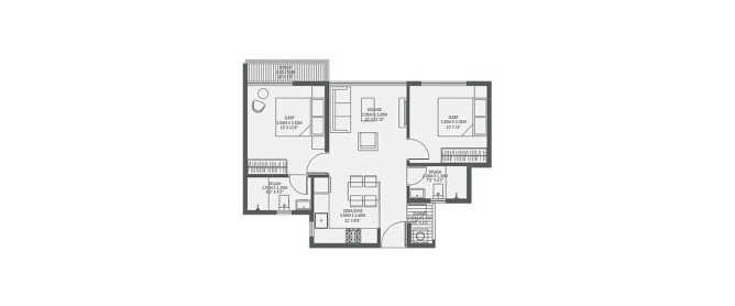 Godrej Royale Woods Devanahalli - Floor plan 2 BHK 950 Sq.ft