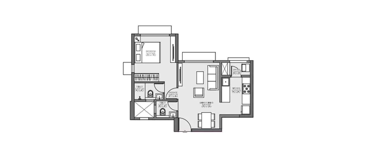 Floor plan for 1 BHK