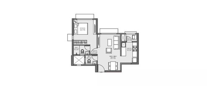 Godrej Riviera Kalyan - Floor plan 1 BHK 460 Sq.ft