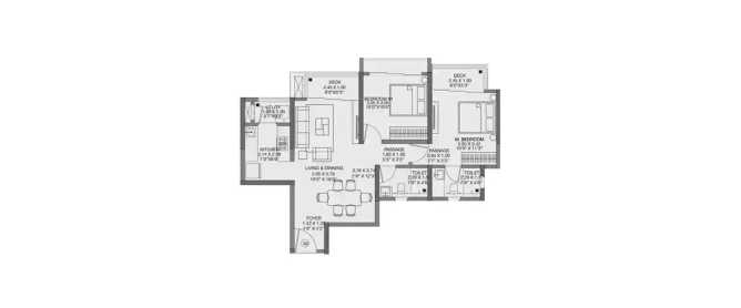 Godrej Solitaire Panvel - Floor plan 2 BHK 612 Sq.ft