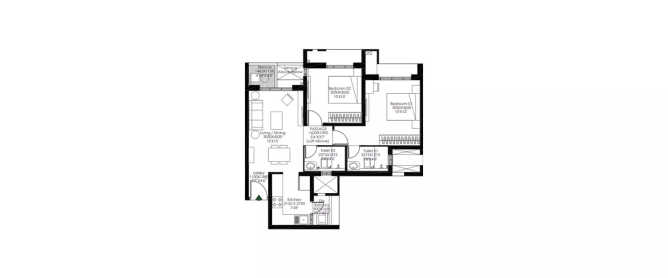 Godrej Meadows Mahalunge - Floor plan 2 BHK 750 Sq.ft