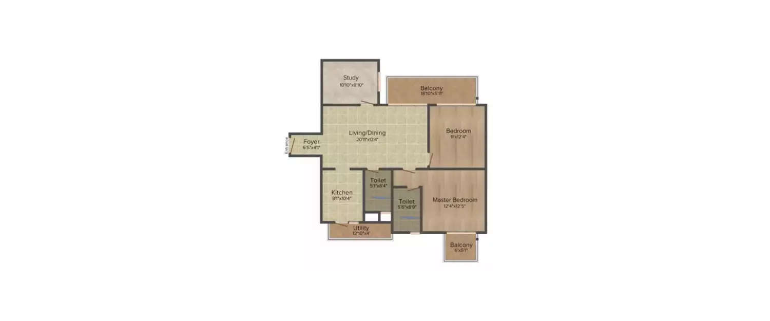 Floor plan for 2 BHK