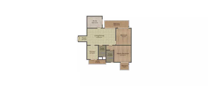 Godrej 101 Sector 79 Gurgaon - Floor plan 2 BHK 1505 Sq.ft