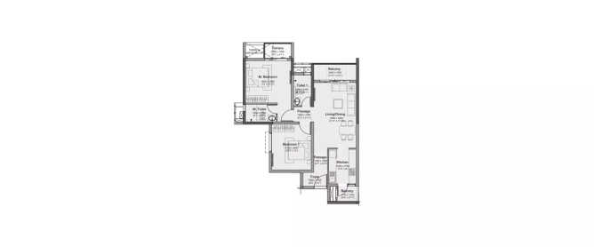 Godrej Nurture Mamurdi - Floor plan 2 BHK 825 Sq.ft