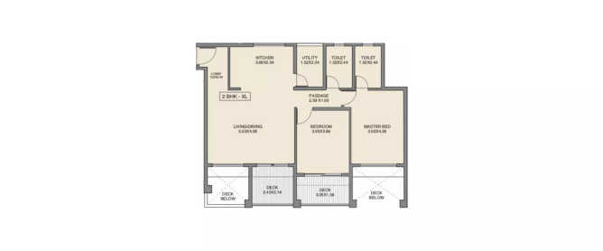 Godrej 24 Hinjewadi - Floor plan 2 BHK 691 Sq.ft