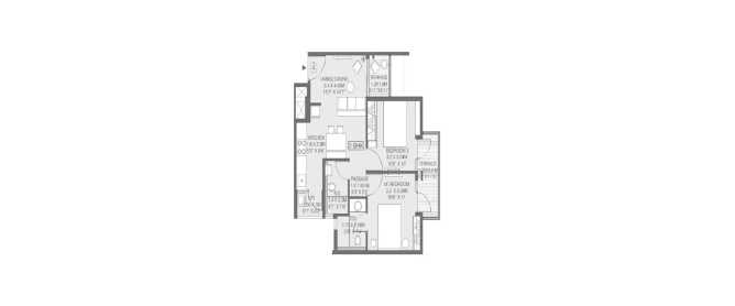Godrej Greens Undri - Floor plan 2 BHK 441 Sq.ft