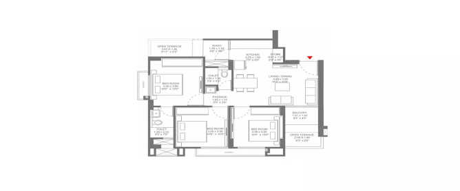 Godrej Prime Chembur - Floor plan 3 BHK 1084 Sq.ft